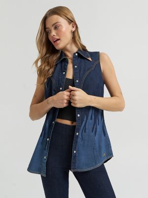 Lainey Wilson x Wrangler Flame Sleeveless Denim Shirt
