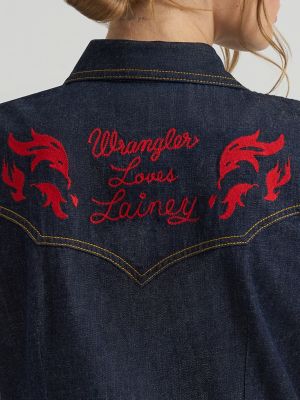 Lainey Wilson x Wrangler Embroidered Sleeveless Denim Shirt