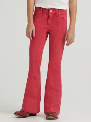 Girl's Lainey Wilson x Wrangler Red Flare Jeans in Red alternative view 2
