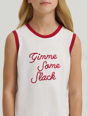 Girl's Lainey Wilson x Wrangler Gimme Some Slack Tank in White alternative view 4