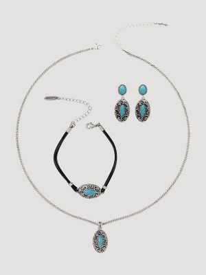Stone Pendant Necklace/Earring/Bracelet Set
