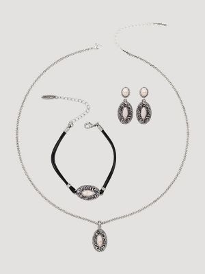 Stone Pendant Necklace/Earring/Bracelet Set