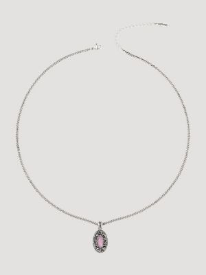 Stone Pendant Necklace/Earring/Bracelet Set in Pink