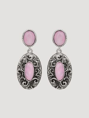 Stone Pendant Necklace/Earring/Bracelet Set in Pink