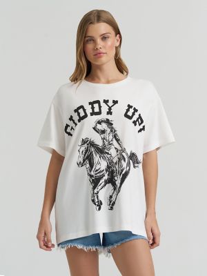 Lainey Wilson x Wrangler Giddy Up Tee in White