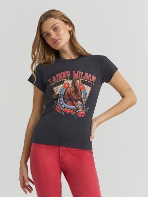 Lainey Wilson x Wrangler On Deck Shrunken Band Tee in Black alternative view