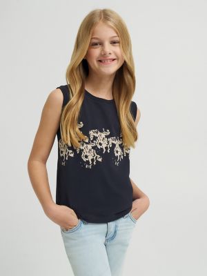 Girl's Lainey Wilson x Wrangler Cowboy Tank in Black