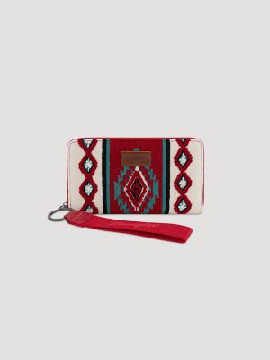Southwest Stripe Wristlet in Burgundy