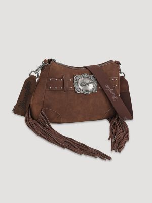 Buckle and Fringe Satchel Bag:Coffee:One Size alternative view 2