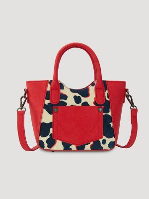 Colorblock Cow Print Small Cross Body in Red