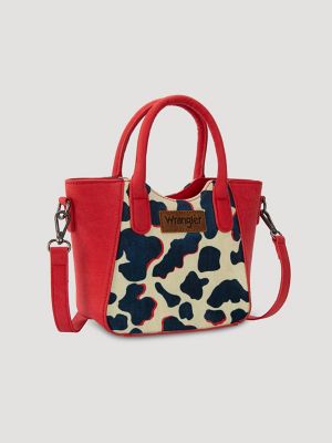 Colorblock Cow Print Small Cross Body in Red
