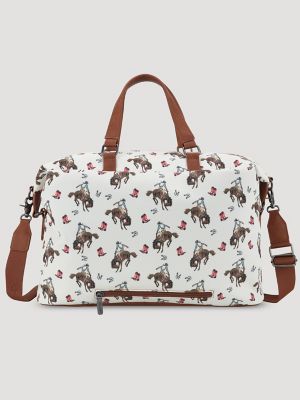 Women's Rodeo Print Duffle Bag in Tan