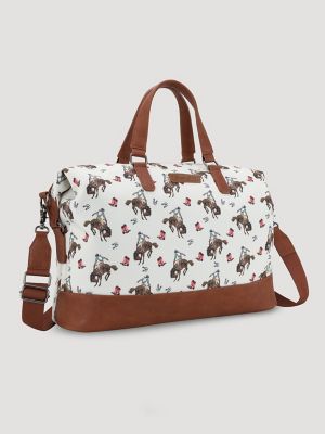 Women's Rodeo Print Duffle Bag in Tan