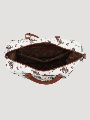 Women's Rodeo Print Duffle Bag in Tan