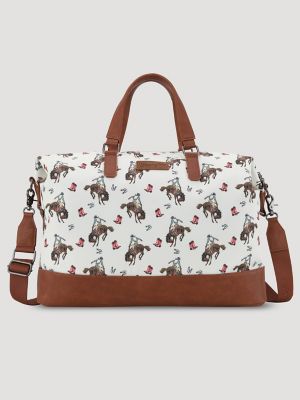 Women's Rodeo Print Duffle Bag in Tan
