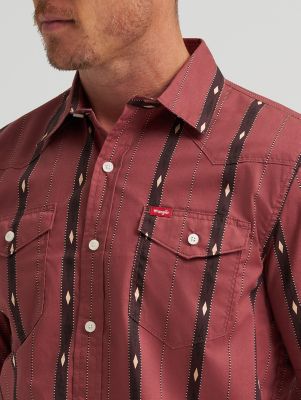 Men's Novelty Print Shirt in Checotah Stripe alternative view 3