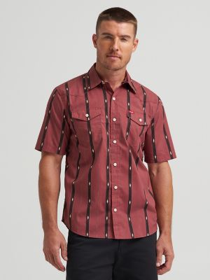 Men's Novelty Print Shirt in Checotah Stripe main view