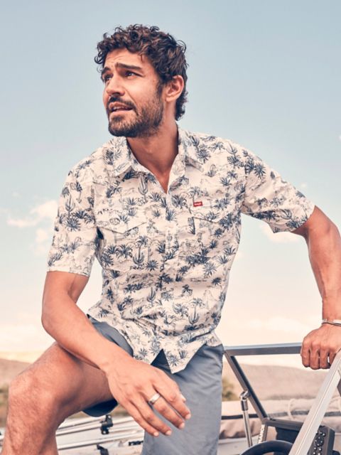 Мужские рубашки Wrangler Men's Print Camp Shirt