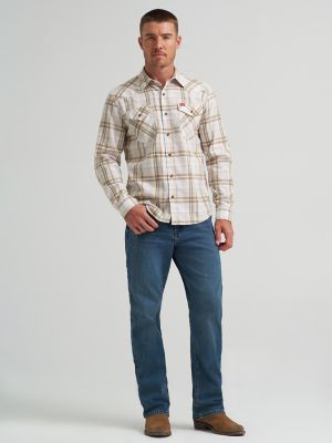 Men's Slim Fit Plaid Shirt in Ermine
