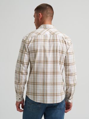 Men's Slim Fit Plaid Shirt in Ermine