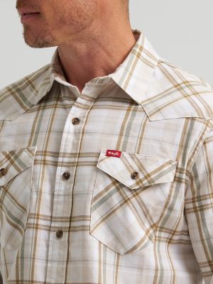 Men's Slim Fit Plaid Shirt in Ermine