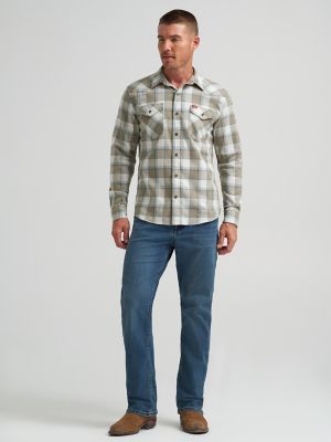 Men's Slim Fit Plaid Shirt in Aluminum