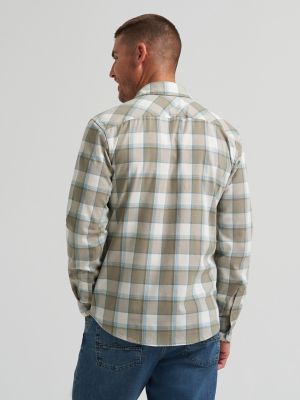 Men's Slim Fit Plaid Shirt in Aluminum