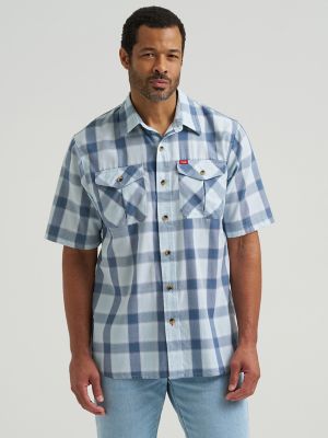 Mens Heritage Plaid Poplin Shirt:Skylight Heather:M main view