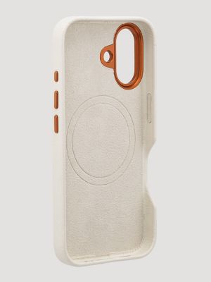 Smartphone Leather Embroidery Case in White