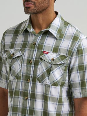 Mens Heritage Plaid Poplin Shirt:Green Heather:M alternative view 3