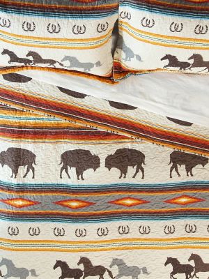 Wrangler Western Stripe Quilt Queen Bedding Set