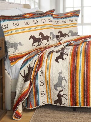 Wrangler Western Stripe Quilt King Bedding Set