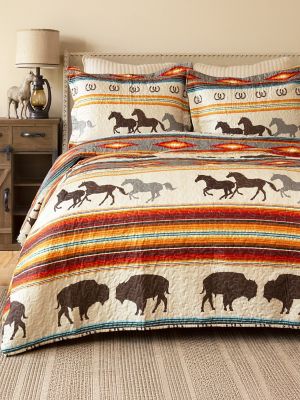 Wrangler Western Stripe Quilt King Bedding Set