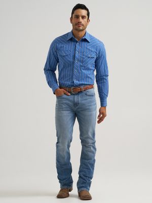 Men's 20X&reg; Competition Advanced Comfort Long Sleeve Two Pocket Western Snap Shirt in Riverstone Stripe