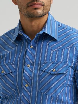 Men's 20X&reg; Competition Advanced Comfort Long Sleeve Two Pocket Western Snap Shirt in Riverstone Stripe