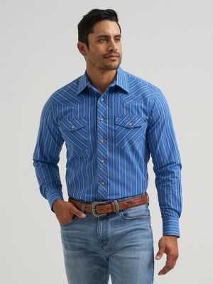 Men's 20X&reg; Competition Advanced Comfort Long Sleeve Two Pocket Western Snap Shirt in Riverstone Stripe