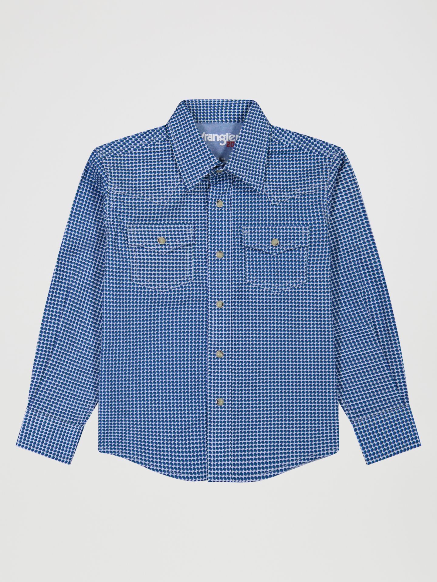 Рубашка Wrangler® 20X® Advanced Comfort Western Snap Print Shirt для мальчиков, цвет: Полуночный синий — фото 1