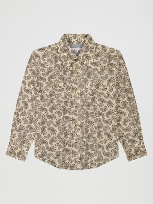 Boy's Wrangler&reg; 20X&reg; Advanced Comfort Western Snap Print Shirt in Saddle Paisley