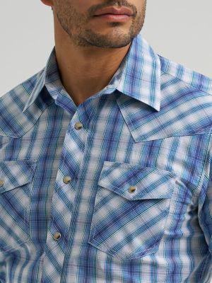 Men's 20X&reg; Competition Advanced Comfort Long Sleeve Two Pocket Western Snap Shirt in Pigment Plaid