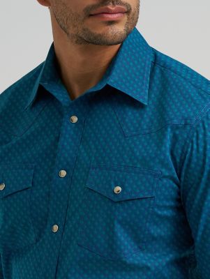 Men's 20X&reg; Competition Advanced Comfort Long Sleeve Two Pocket Western Snap Shirt in Concentric Square alternative view 3