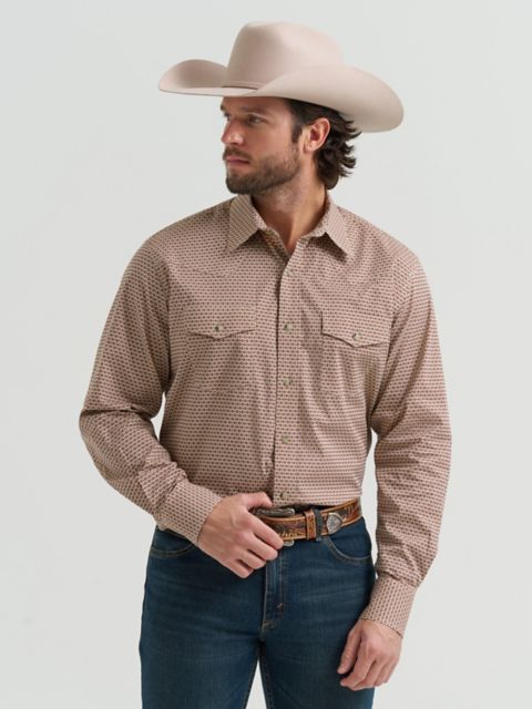 Мужские рубашки Wrangler Men's 20X® Competition Advanced Comfort Long Sleeve Two Pocket Western Snap Shirt
