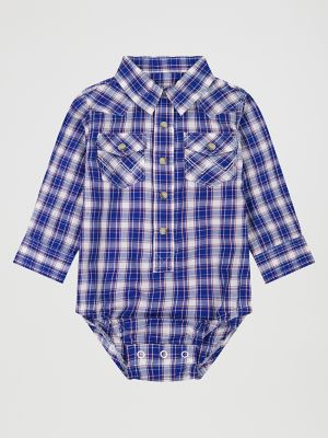 Baby Boy's Long Sleeve Western Snap Bodysuit in Blue