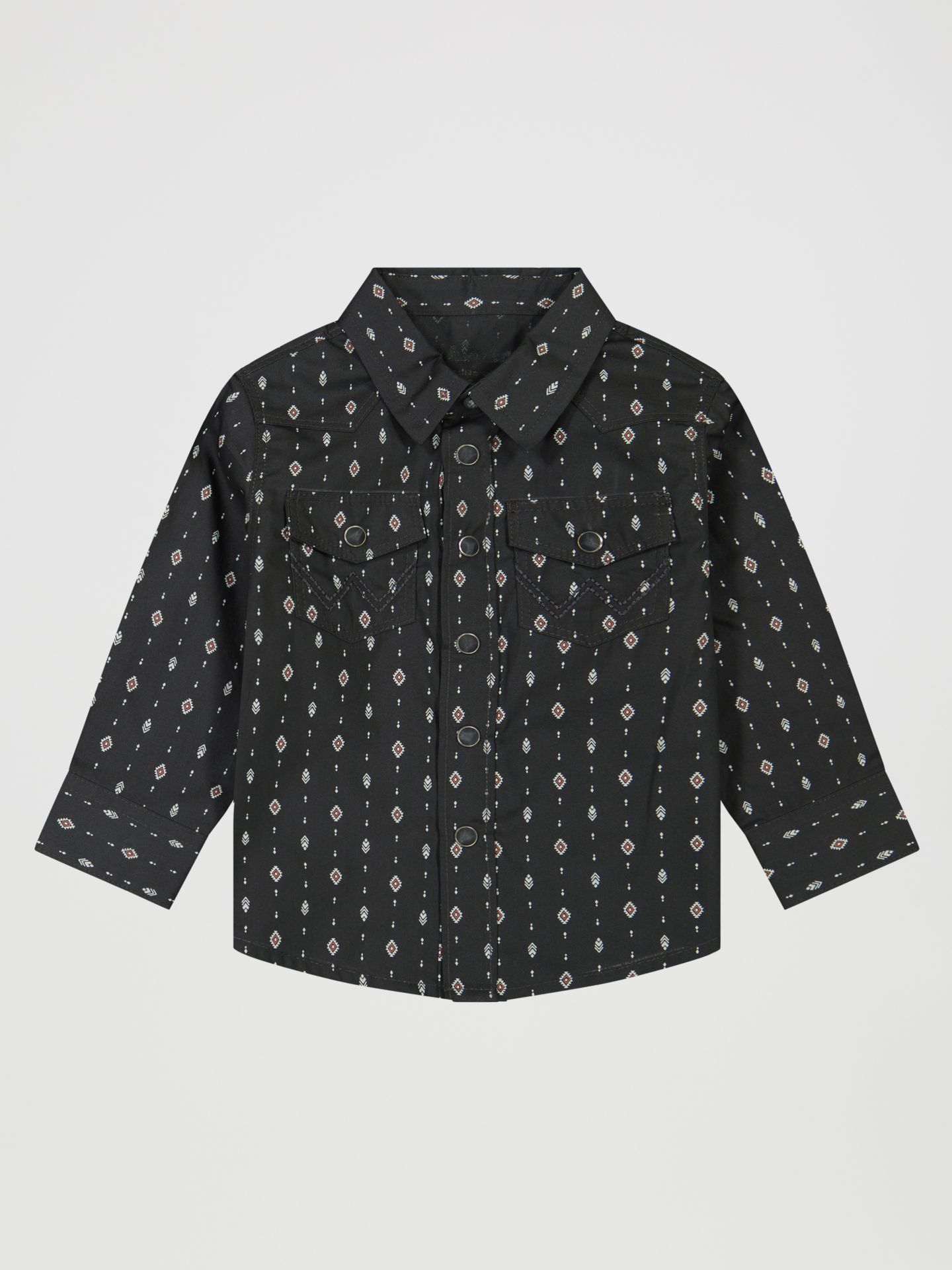 Рубашка Wrangler Long Sleeve Print Western Snap Shirt для мальчиков, цвет: Чёрный — фото 1