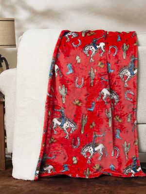 Wrangler Lounge Plush Sherpa Blanket in Red