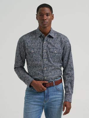 Men's Wrangler Retro® Premium Long Sleeve Western Snap Printed Shirt