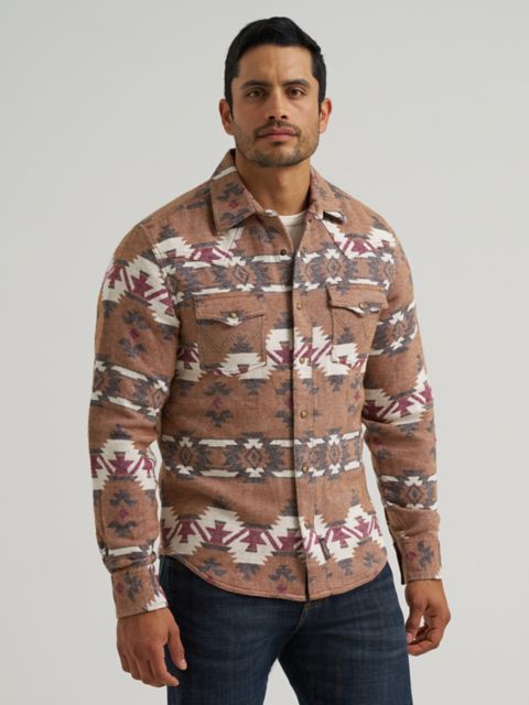 Мужские рубашки Wrangler Men's Wrangler Retro® Premium Western Snap Jacquard Shirt