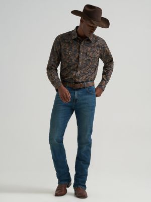 Men's Wrangler Retro&reg; Premium Long Sleeve Western Snap Printed Shirt in Royal Scroll alternative view