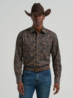Men's Wrangler Retro® Premium Long Sleeve Western Snap Printed Shirt