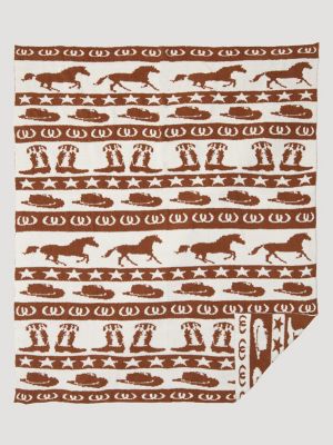 Wrangler Stretchy Throw Blanket in Brown