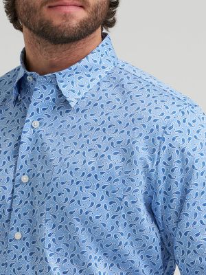 Men's Cody Johnson One Pocket Button Down Shirt in Sky Paisley